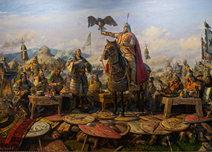 Пир монгольских военачальников Чингисхана во главе с Джэбэ и Субэдэем после победы над объединенным русско-половецким воинством на Калке 31 мая 1223 года. Худ. И. К. Акжигитов, 2023. Из коллекции ИД «Медина»